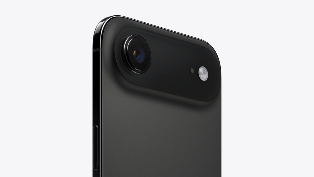 Black smartphone back view on a white background