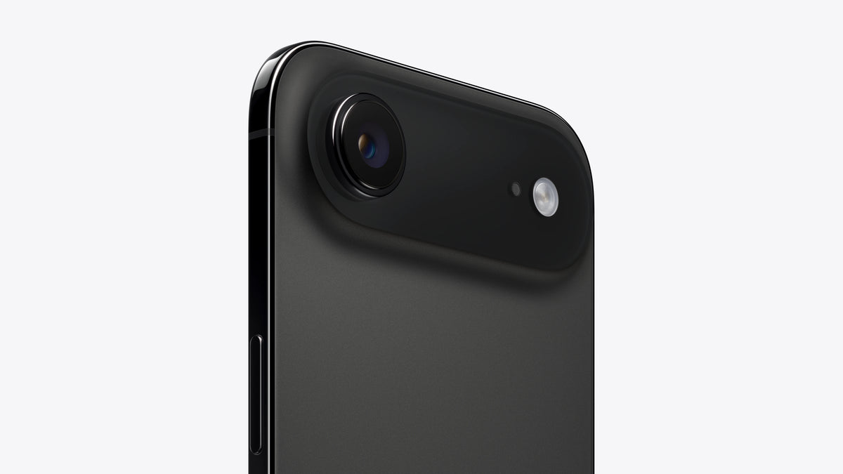 Black smartphone back view on a white background