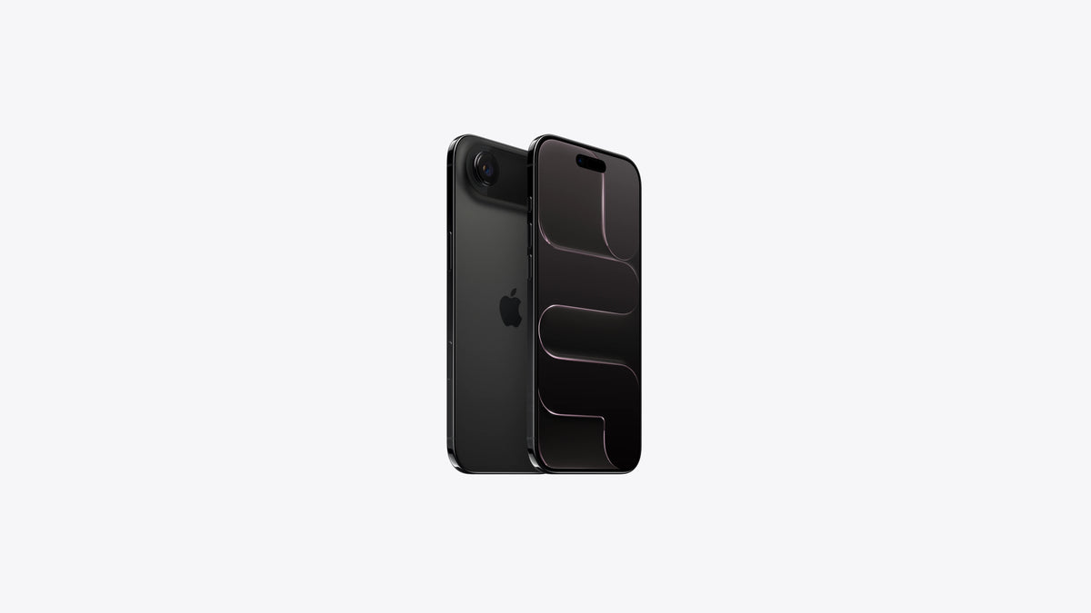 Black smartphone with a reflective surface on a white background
